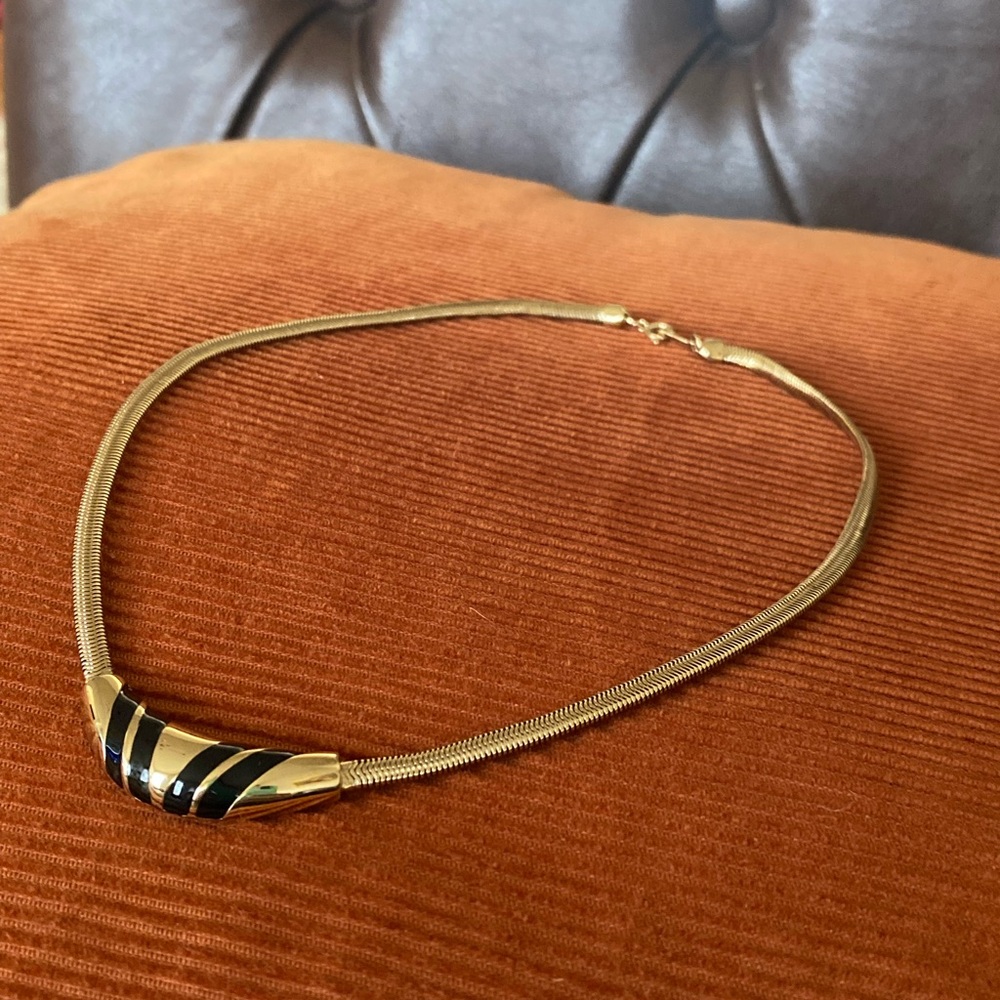 Avon Gold Necklace with Black Accents